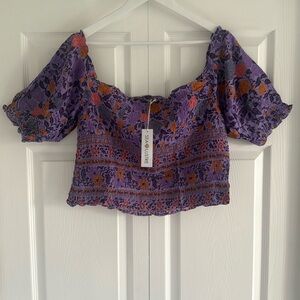 NWT Sea Lustre Floral Print, Off Shoulder, Smocked Top - Size L/XL